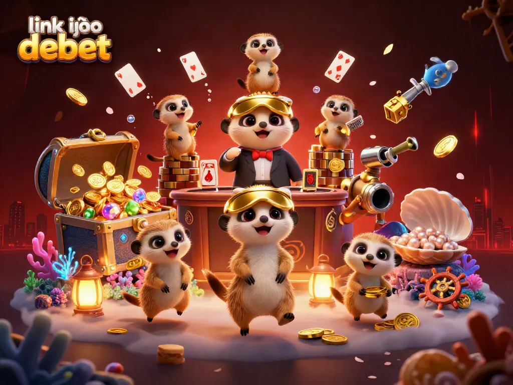 Experience thrilling adventures with link vào debet in a vibrant 3D casino scene featuring meerkats.
