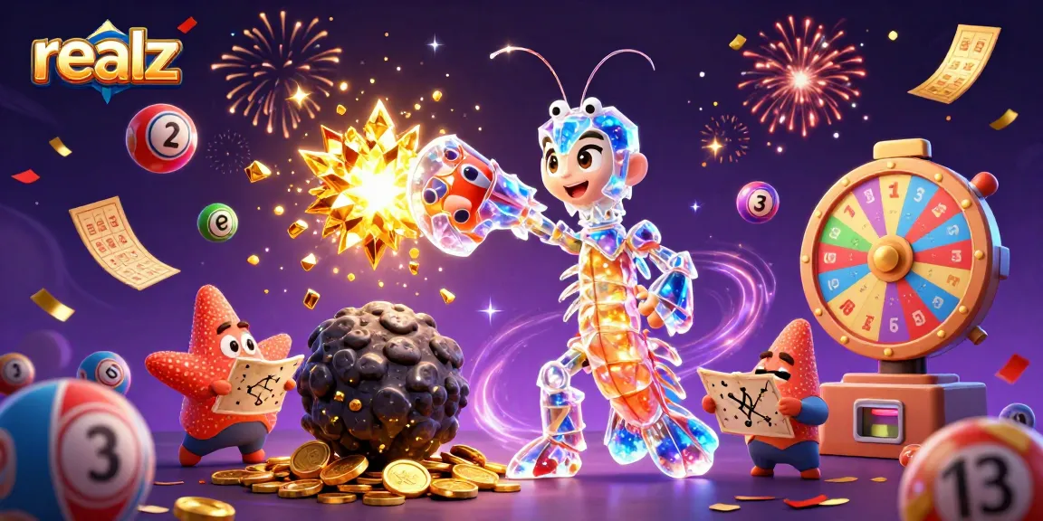 Experience the excitement of realz as the mantis shrimp bursts through an asteroid showering gems and coins.