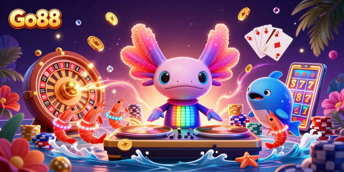 Experience the thrill at Go88 with our vibrant underwater casino scene, featuring animated characters and captivating game elements.