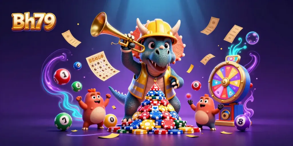 Elevate your gaming experience at Bh79 with a dazzling casino illustration showcasing epic wins and excitement.